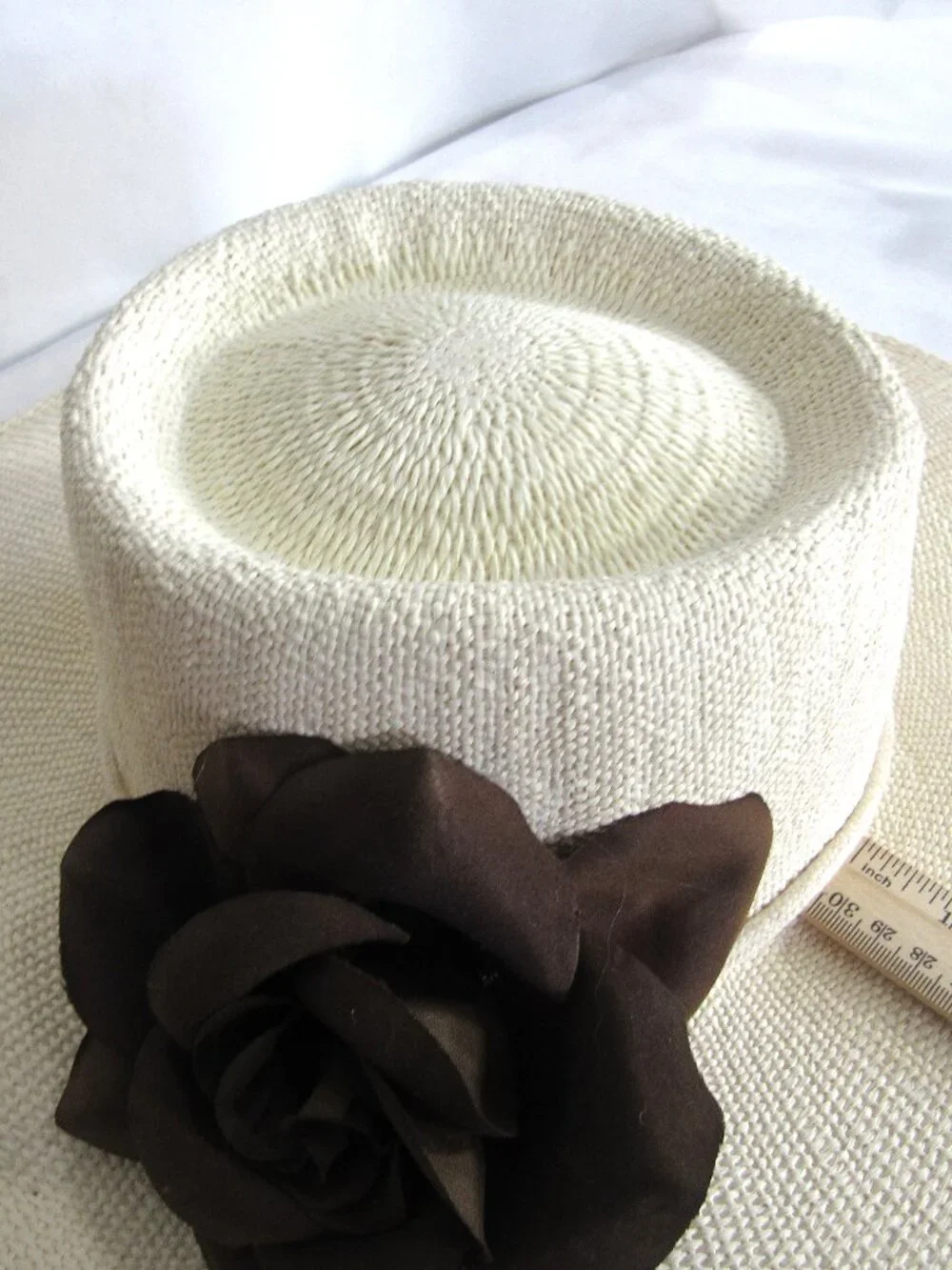 SUPER CUTE WIDE BRIM GOUCHO STYLE FEDORA SUN HAT, CHIN STRING ,BROWN ROSE M/L